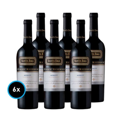 CAJA SANTA EMA GR (Merlot): 6x Vinos Santa Ema Gran Reserva Merlot 750cc