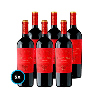 CAJA VINO BESTIA LOVE (Ensamblaje): 6x Vino Bestia Love Ensamblaje 750cc