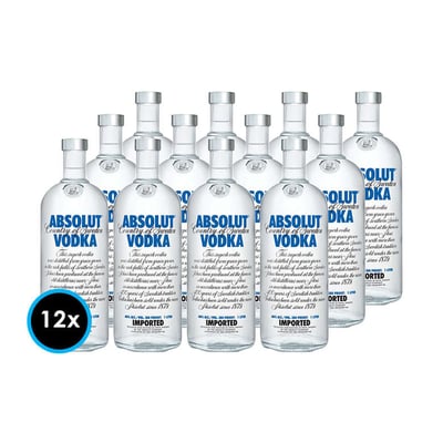 CAJA VODKA ABSOLUT BLUE 1 LTRO: 12x Vodka Absolut Blue 1 Litro