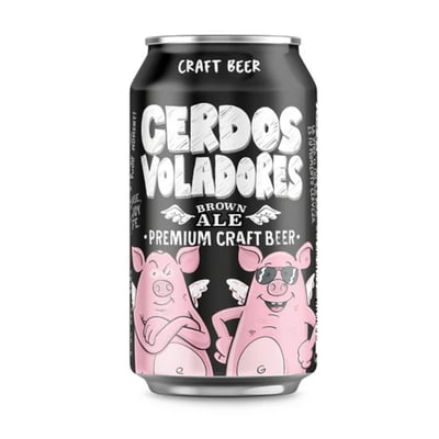 Cerveza Cerdos Voladores Brown Ale Lata 330ml