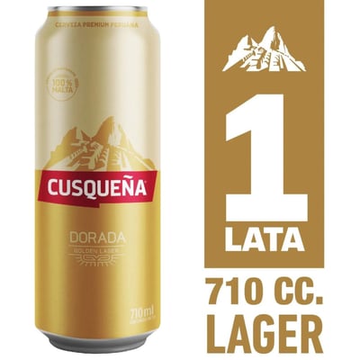 Cerveza Cusqueña dorada lager lata 710 cc