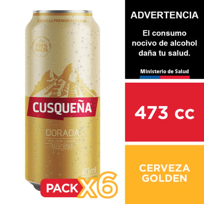 Cerveza Cusqueña Golden 4,8° 6 X 473 Cc.