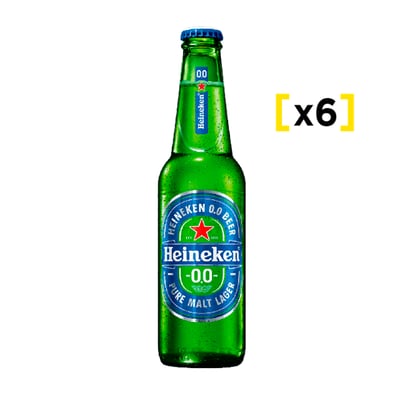 Cerveza Heineken Sin Alcohol Botella 330cc X6