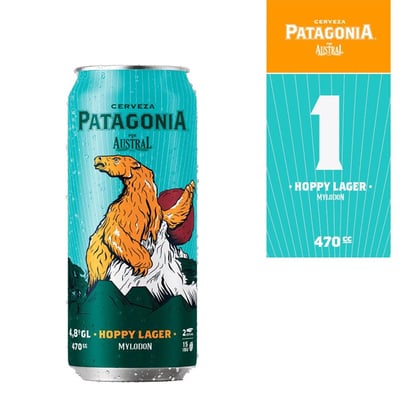 Cerveza Patagonia austral hoppy lager lata 470 cc
