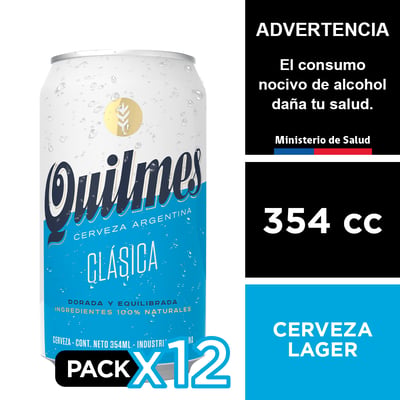 Cerveza Quilmes 4,9° 12 X 354 Cc.