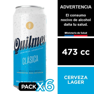 Cerveza Quilmes 4,9° 6 X 473 Cc.