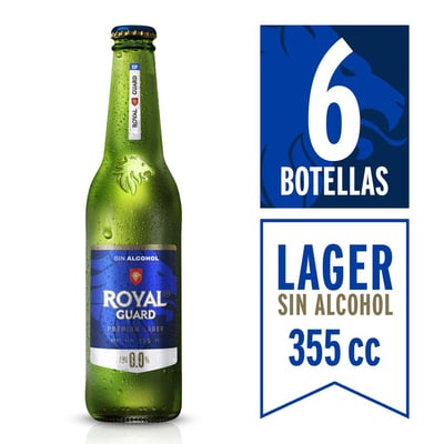 Cerveza Royal Guard cero premium lager botella 6 un de 355 cc