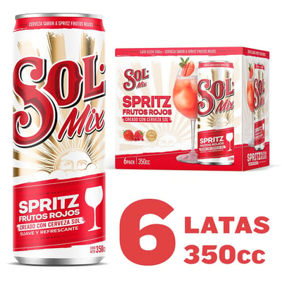 Cerveza Sol mix spritz frutos rojos lata 6 un de 350 cc