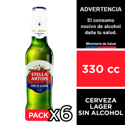 Cerveza Stella Artois 0° Sin Alcohol 6 X 330 Cc.