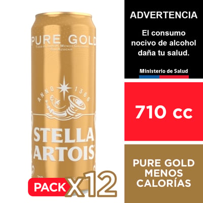 Cerveza Stella Artois Pure Gold 4,3 12 X 710 Cc
