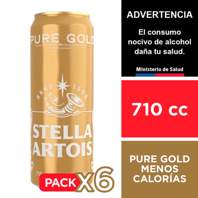 Cerveza Stella Artois Pure Gold 4,3 6 X 710 Cc