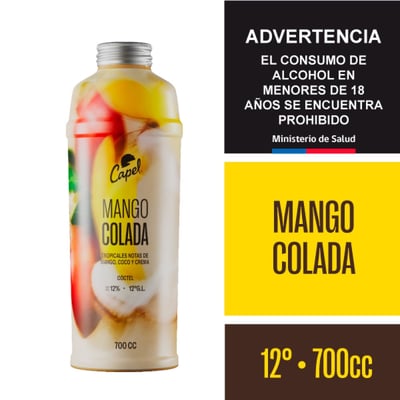 Cóctel Capel mango colada 12° botella 700 cc