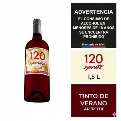 Cóctel de vino 120 spritz tinto de verano botella 1.5 L