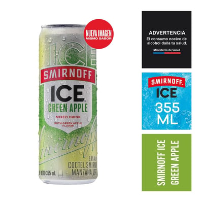 Cóctel Ice Smirnoff green apple lata 355 cc