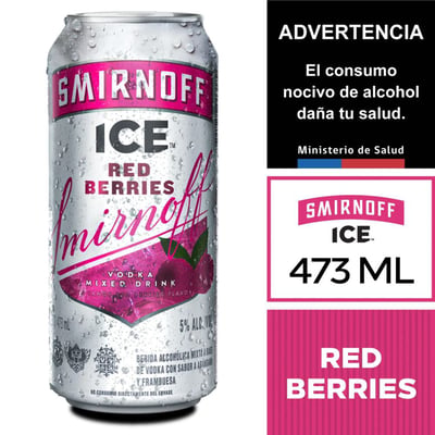 Cóctel Smirnoff ice red berries lata 473 cc
