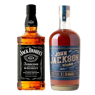 DUO AMERICAN WHISKEY: 1x Whiskey Jack Daniels Old N7 750cc 40º alc. + 1x Whiskey John Jackson 750cc 40º alc.