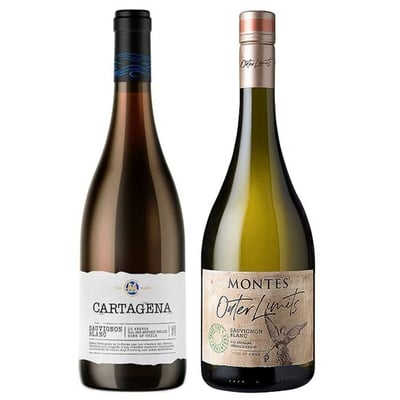DUO CASA MARIN - MONTES: 1x Vino Casa Marín Cartagena Sauvignon Blanc 750cc + 1x Vino Montes Outer Limits Sauvignon Blanc Andes 750cc
