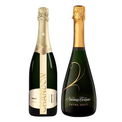 DUO CHANDON - NAVARRO CORREAS: 1x Espumante Chandon Brut 750cc + 1x Espumante Navarro Correas Extra Brut 750cc