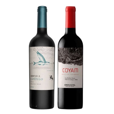 DUO COYAM - FLYING FISH: 1x Vino Orgánico COYAM 750cc + 1x Vino Odfjell Gran Reserva Capítulo Flying Fish 750cc