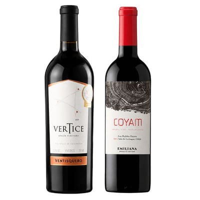 DUO PREMIUM COYAM - VENTISQUERO: 1x Vino Ventisquero Vertice 750cc + 1x Vino Orgánico COYAM 750cc