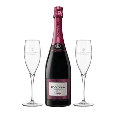 Espumante Riccadonna Ruby 8° 750cc + 2 Copas de Regalo