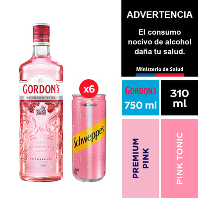 Gin Gordon´s Pink 700 Ml + Schweppes Pink Tonic 6 X 310 Ml