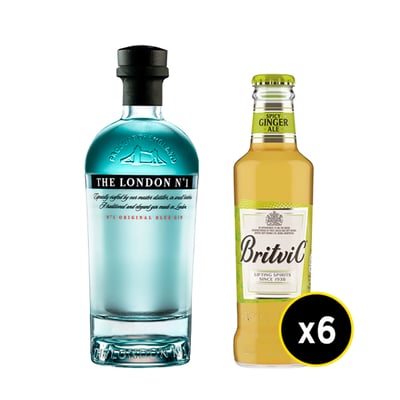 Gin London N°1 700cc + Agua Tonica Britvic Ginger 200cc X6