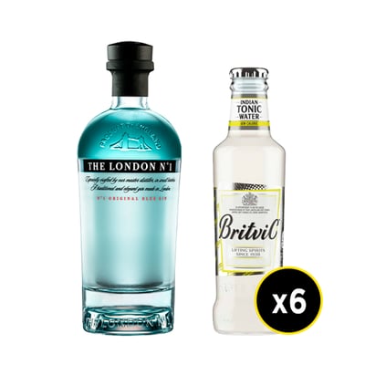 Gin London N°1 700cc + Agua Tonica Britvic Light 200cc X6