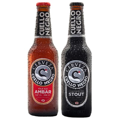 Gran Duo Cuello Negro: 1x Cerveza Cuello Negro Stout Botella 330cc + 1x Cerveza Cuello Negro Ambar Botella 330cc