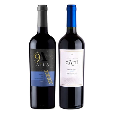 GRAN DUO (Merlot): 1x Vino Caiti Gran Reserva Merlot 750cc + 1x Vino Aila Heaven Gran Reserva Merlot 750cc
