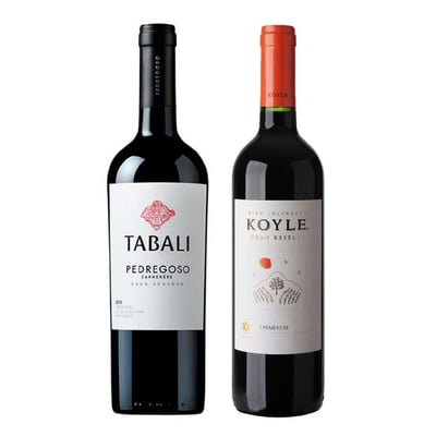 GRAN DUO TABALI - KOYLE: 1x Vino Tabali Pedregoso Gran Reserva Carmenere 750cc + 1x Vino Koyle Gran Reserva Carmenere 750cc