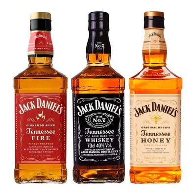 JACK PACK TRIO: Jack Daniels Fire 750cc + Jack Daniels N7 750cc + Jack Daniels Honey 750cc