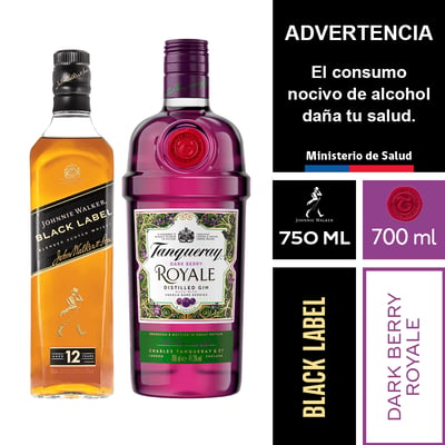 Johnnie Walker Black Label 750 Ml. + Tanqueray Dark Berry Royale 700 Ml.