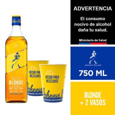 Johnnie Walker Blonde 750 Ml + 2 Vasos Aluminio