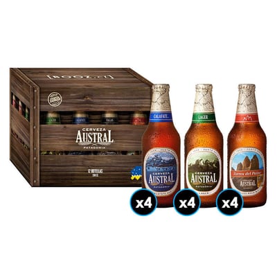 KIT AUSTRAL N°2: 12x Variedades Cervezas Austral Favoritas