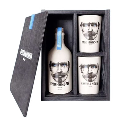KIT KNUT HANSEN N°1: 1x Knut Hansen Dry Gin 750cc 42º alc. + 2x Vasos Knut Hansen