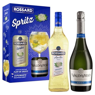 Kit Rossard + Valdivieso n°2: 1x Licor Aperitivo Rossard Flor de Sauco Spritz 1 Litro 20° alc. + 1x Espumante Valdivieso Brut 750cc