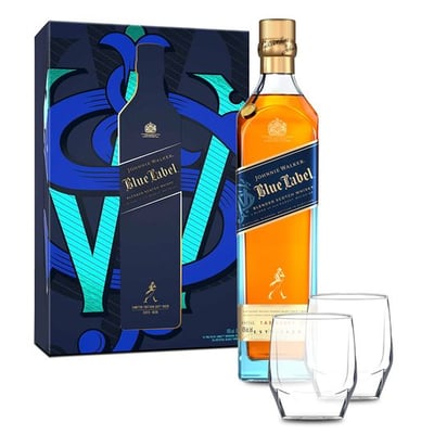 KIT Whisky Johnnie Walker Blue Label 40° 750cc + 2 Vasos