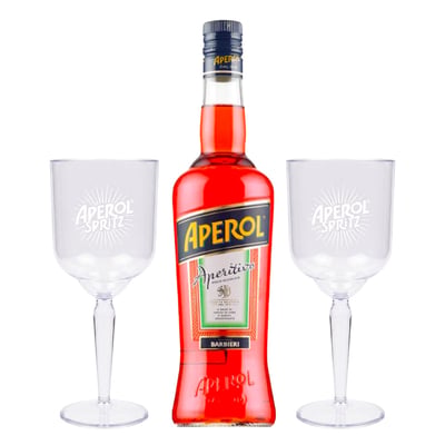 Licor Aperitivo Aperol 750cc + 2 Copas Oficiales Acrílicas