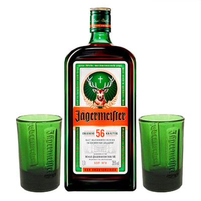 Licor Jagermeister 35° 1000cc + 2 Vasos Shots 20cc de Regalo