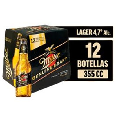 Pack 12 un. Cerveza Miller Lager 4.7° 330 cc