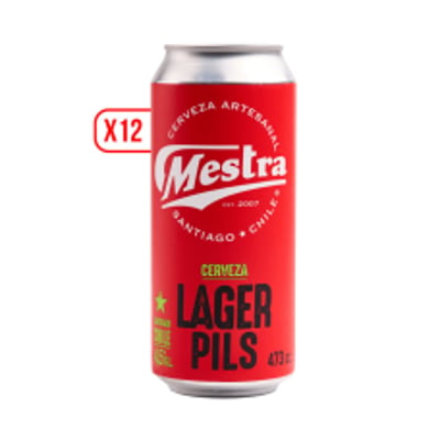 Pack 12 unidades Cerveza Mestra Lager473 ml ($990 c/u) Semanal