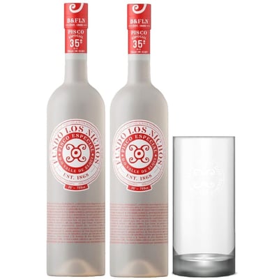 Pack 2 Pisco Fundo Los Nichos Especial 750cc + Vaso 450cc