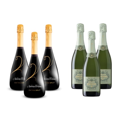 Pack 3 Espumantes Navarro Correas Extra Brut 750cc + 3 Espumantes Amaluna Brut 750cc