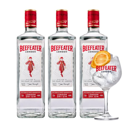 Pack 3x Gin Beefeater London Dry - 750ml + Copa Vidrio