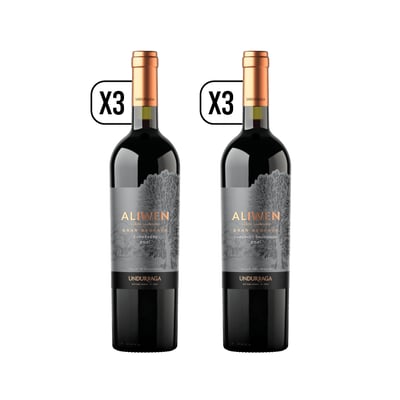 Pack 3x Vino Aliwen Gran Reserva Carmener + 3x Aliwen Gran Reserva Cabernet Sauvignon 750cc
