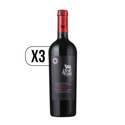 Pack 3x Vino Oveja Negra Reserva Cabernet Franc/carmenere 750cc