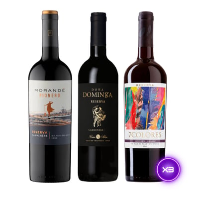 Pack 3x Vino Reserva Carmenere Mix 2 - 750ml
