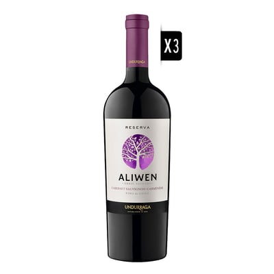 Pack 3x Vino Undurraga Aliwen Cabernet Sauvignon / Carmenere 750cc