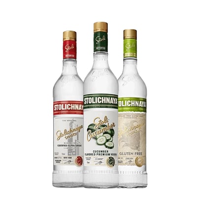 Pack 3x Vodka Stoli (regular 750cc + Pepino 750cc + Gluten Free 750cc)
